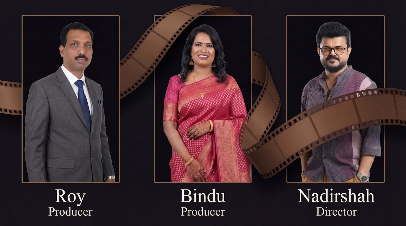 Roy, Bindhu, and Nadirshah — film strip
